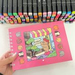 Kit Canetas para Colorir 120  Cores + Livro de Colorir Ursinho