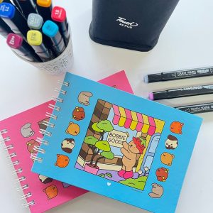 Kit Canetas para Colorir 24 Cores + Livro de Colorir Ursinho