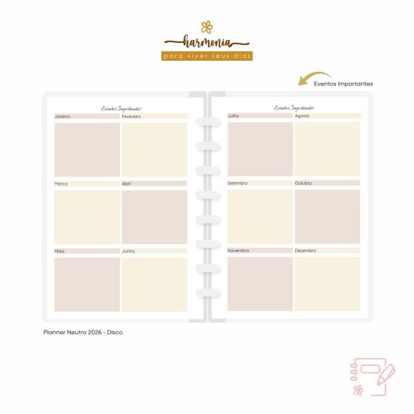 Planner de Discos Personalizado 2026 - Harmonia - Neutro - Imagem 20