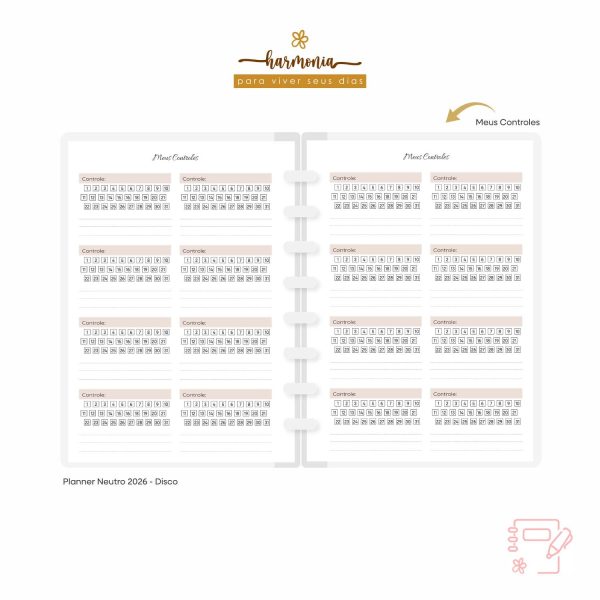 Planner de Discos Personalizado 2026 - Harmonia - Neutro - Imagem 25