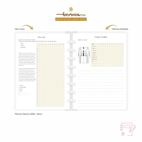 Planner de Discos Personalizado 2026 - Harmonia - Neutro - Imagem 26