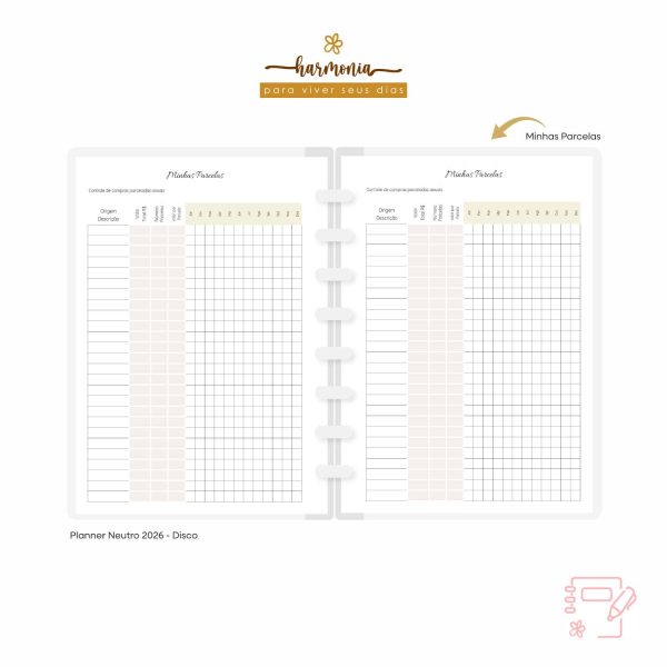 Planner de Discos Personalizado 2026 - Harmonia - Neutro - Imagem 28