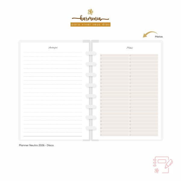 Planner de Discos Personalizado 2026 - Harmonia - Neutro - Imagem 14