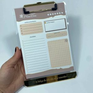 Prancheta em Acrílico Personalizada A5 - Harmonia - Neutro