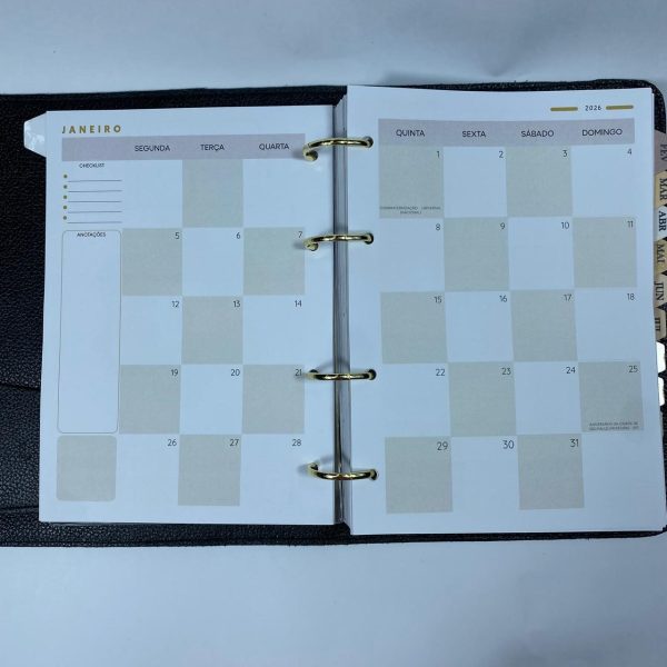 Planner Fichário em Couro - Harmonia - Neutro - Imagem 4